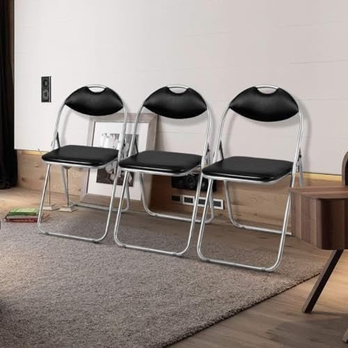 Folding Padded Chairs Set of 4 Metal Frame Conference Dining Desk Seats - Kwikley