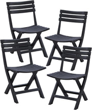 Folding Plastic Chairs Set of 4 Stackable Waterproof Indoor Outdoor Black - Kwikley