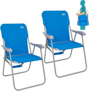 Folding Portable Beach Chairs High Back Camping Garden Chair 2 - Pack Blue - Kwikley