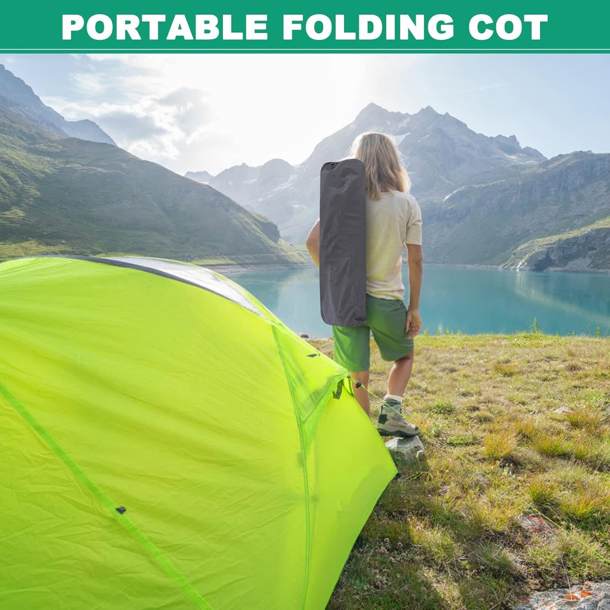 Folding Portable Camping Bed with Mattress | Heavy Duty 200kg Support - Kwikley