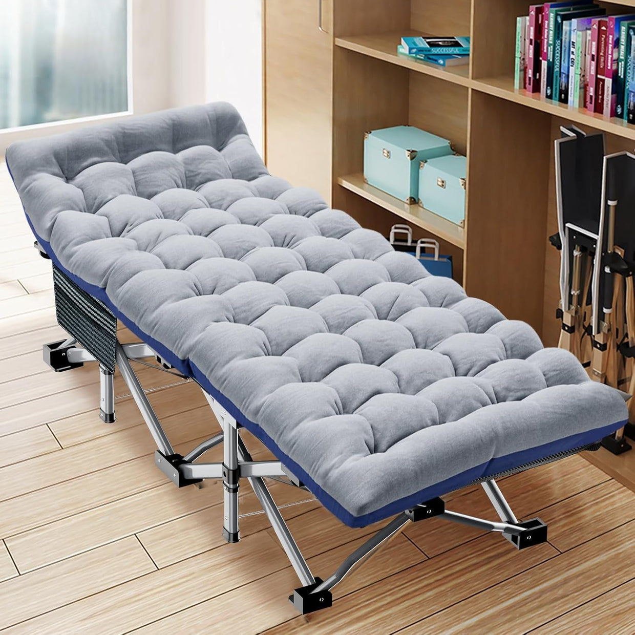 Folding Portable Camping Bed with Mattress | Heavy Duty 200kg Support - Kwikley