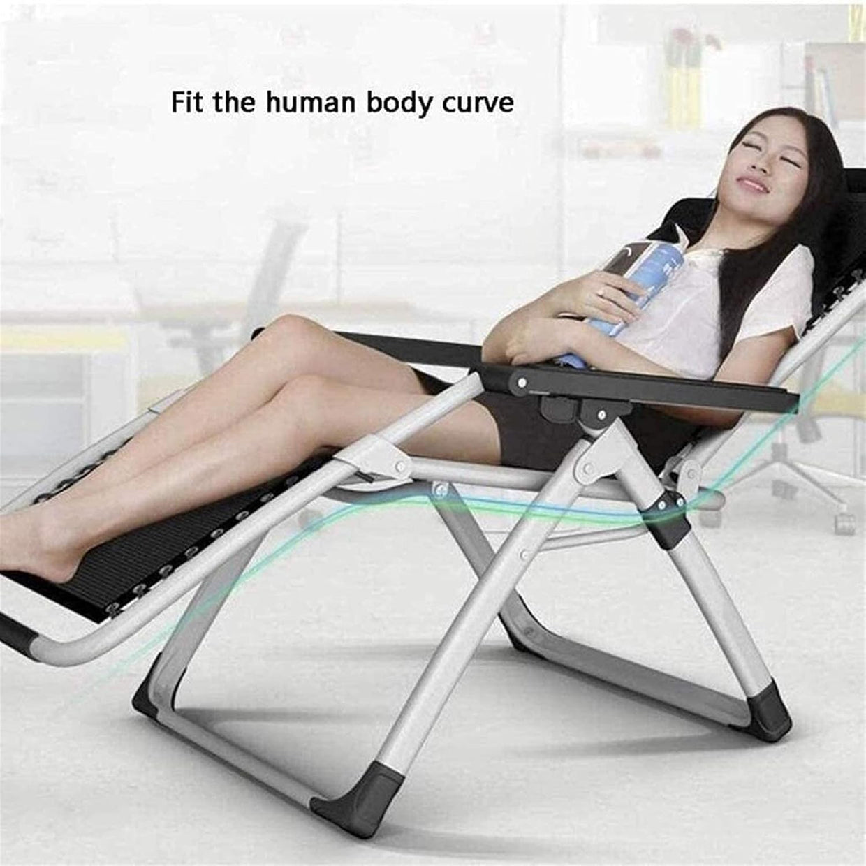 Folding Recliner Garden Sun Lounger w/ Cushion 160° Adjustable Chair - Kwikley