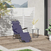 Folding Reclining Sun Lounger Chair Grey, Adjustable Camping Bed Cot - Kwikley