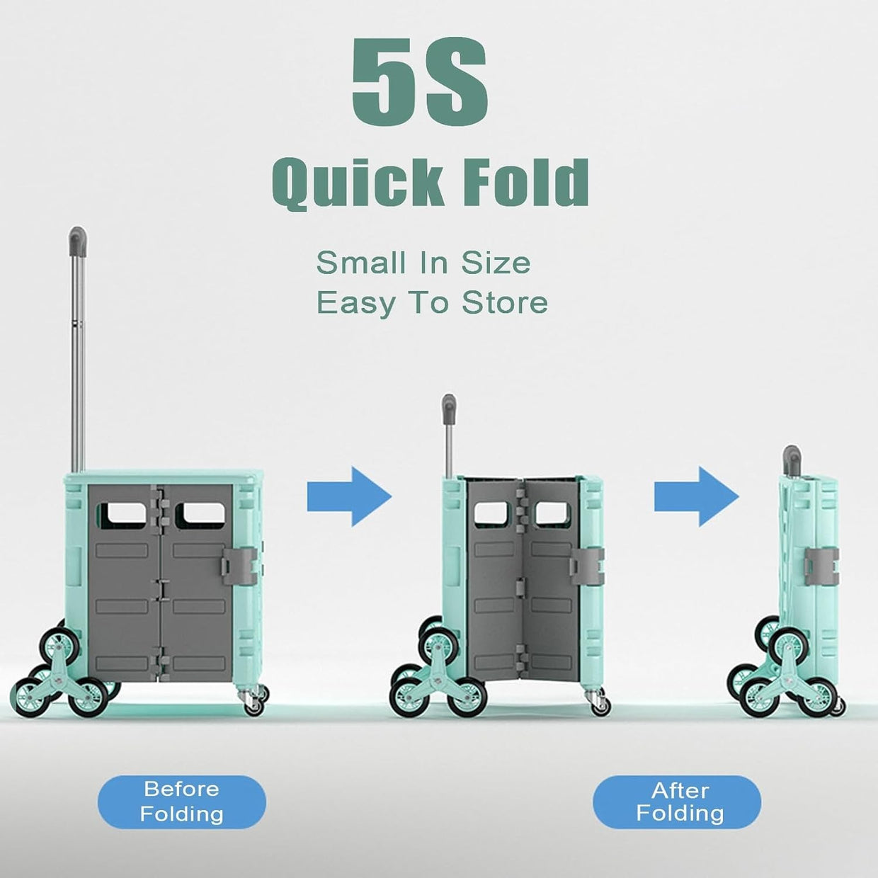 Folding Shopping Trolley 75L w/ Lid Stair Climber 50KG Cart Telescopic Handle - Kwikley