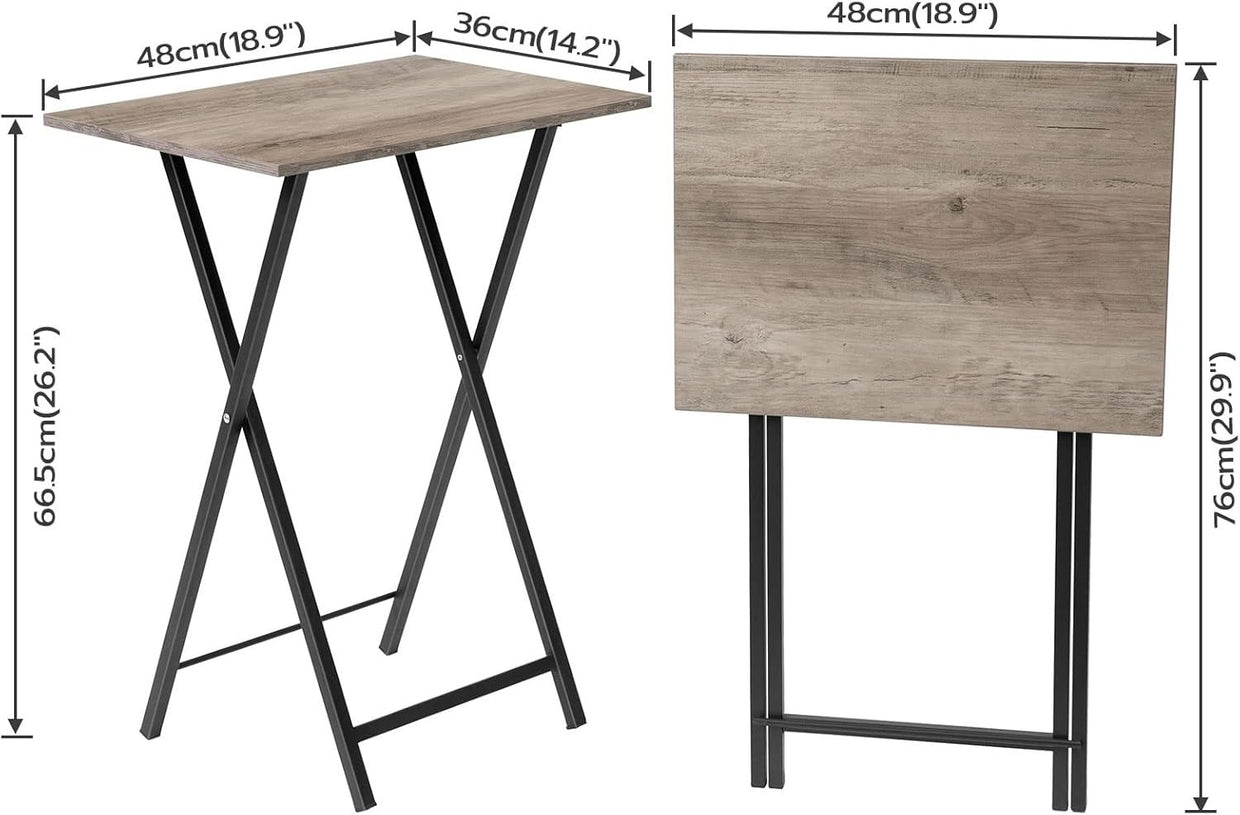 Folding Side Tables Set of 2 – Space - Saving Tray Laptop Snack Tables, Durable - Kwikley