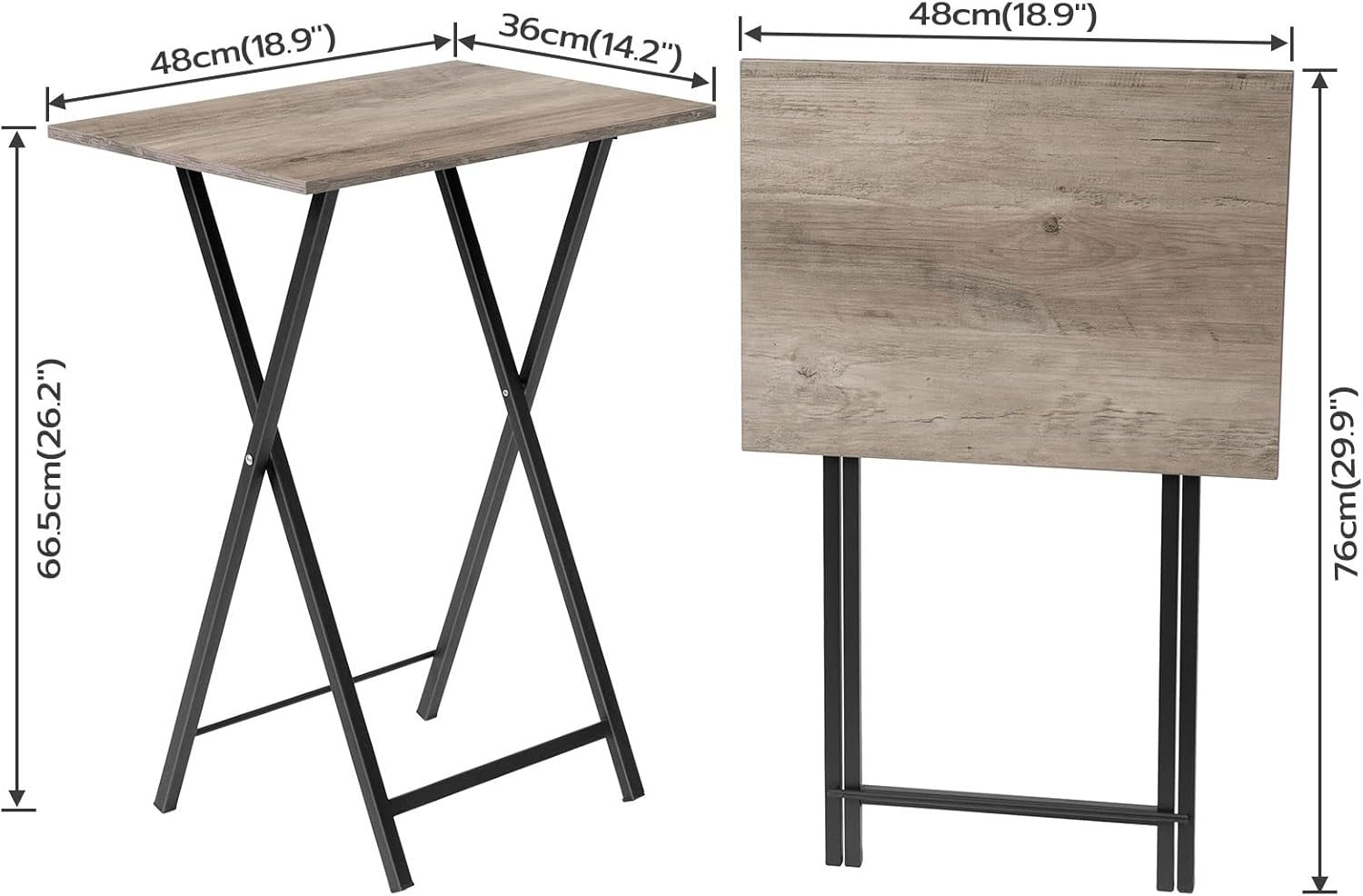 Folding Side Tables Set of 2 – Space - Saving Tray Laptop Snack Tables, Durable - Kwikley
