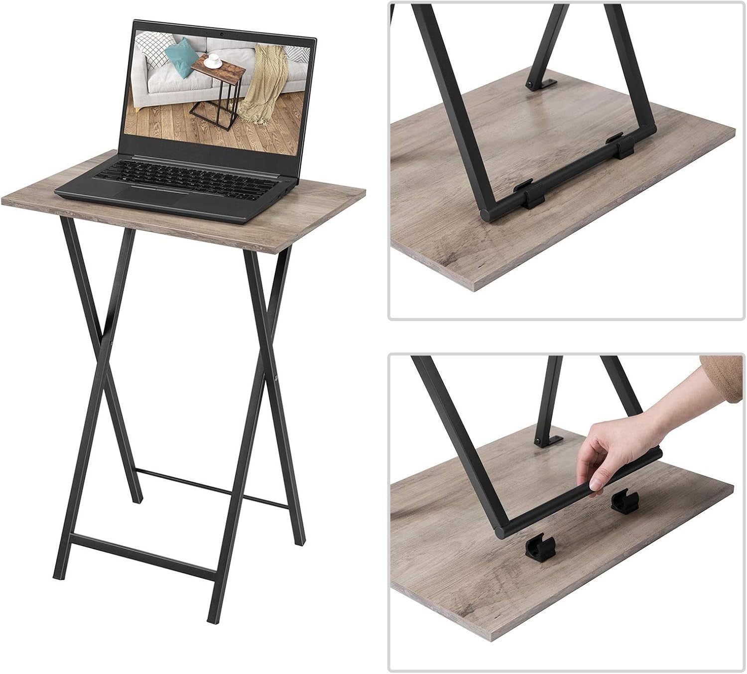 Folding Side Tables Set of 2 – Space - Saving Tray Laptop Snack Tables, Durable - Kwikley