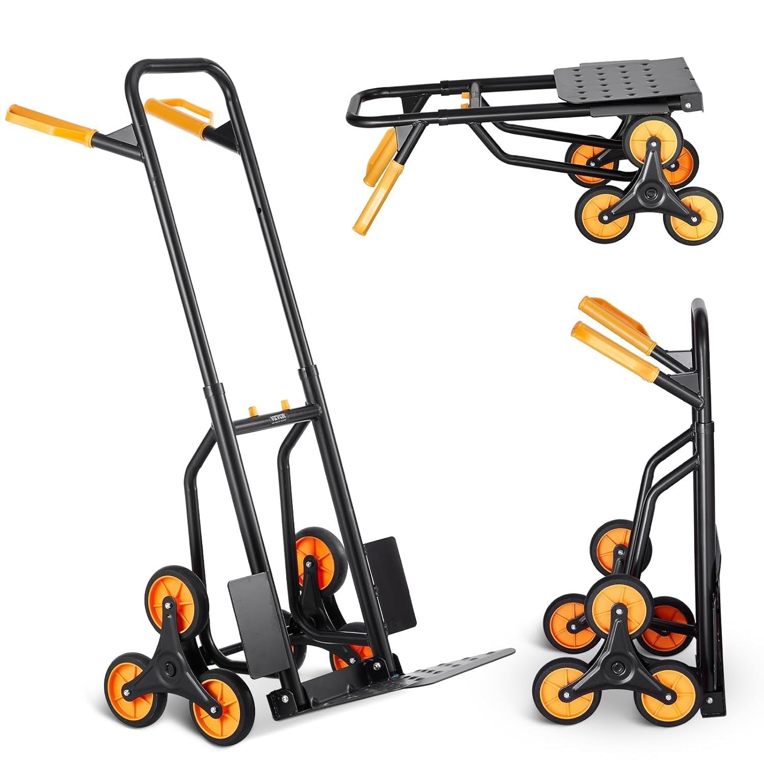 Folding Stair Climbing Cart 440lb Capacity w/ Dual Handles & 6 Wheels - Kwikley