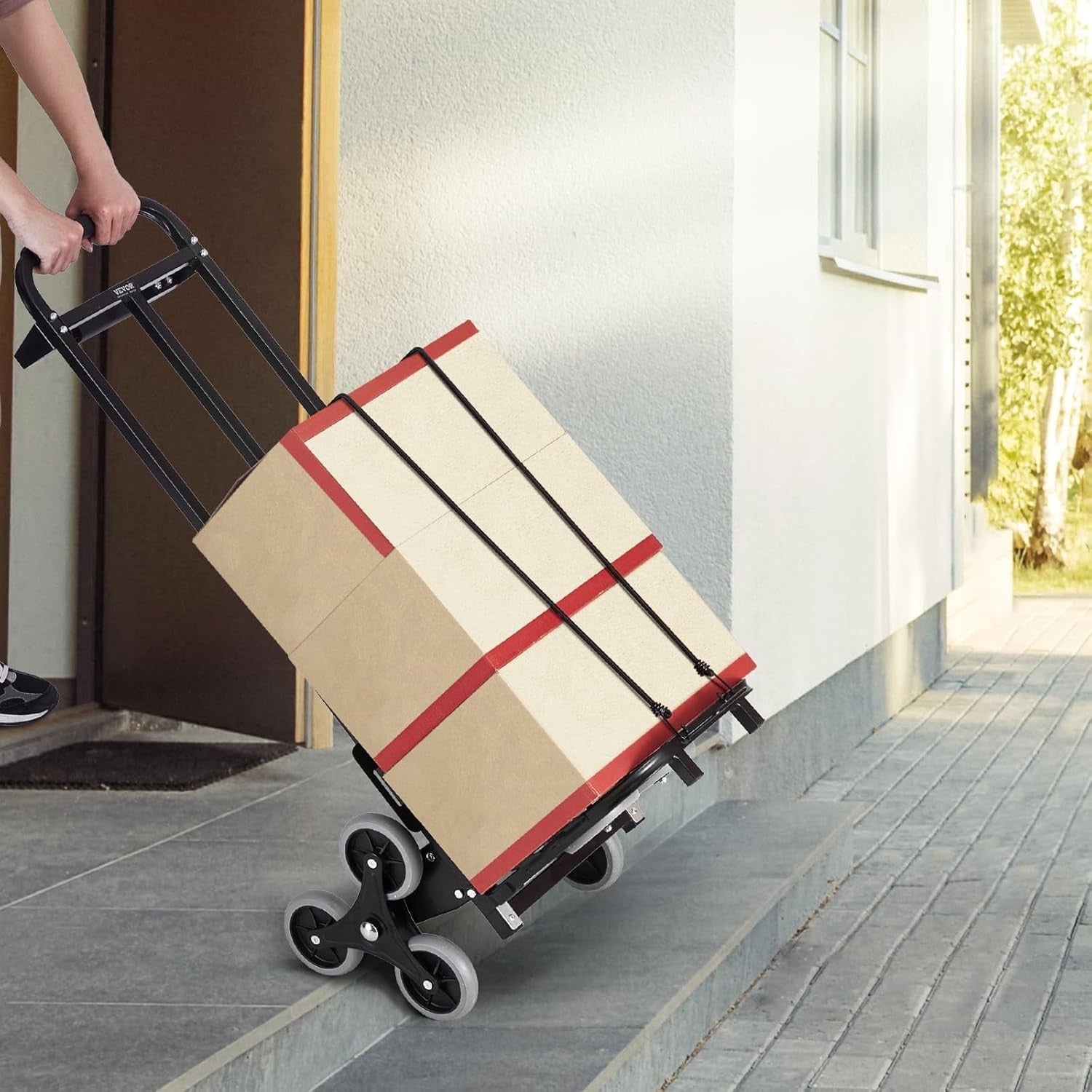 Folding Stair Climbing Cart 460lb Capacity w/ Dual Handles & 6 Wheels - Kwikley