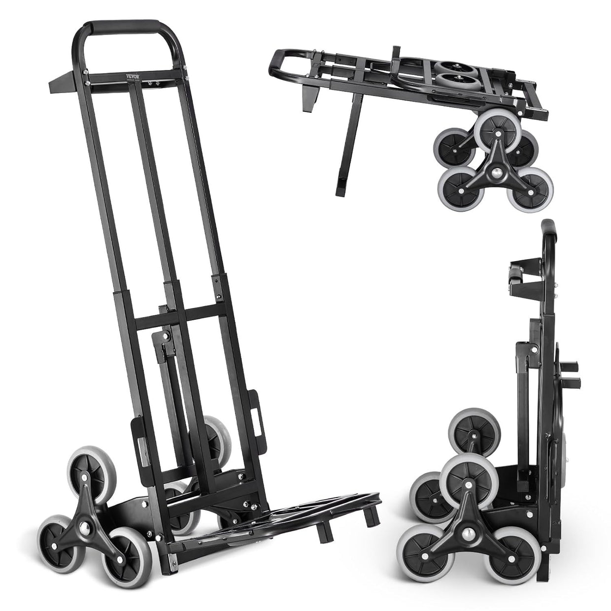 Folding Stair Climbing Cart 460lb Capacity w/ Dual Handles & 6 Wheels - Kwikley