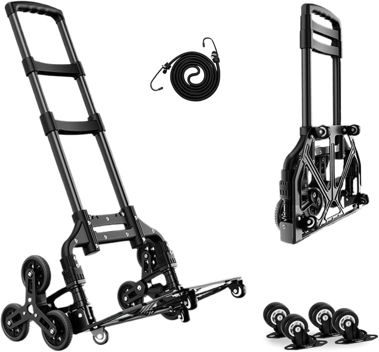 Folding Stair Climbing Hand Trolley 10 Wheel Heavy Duty Sack Truck 160kg - Kwikley