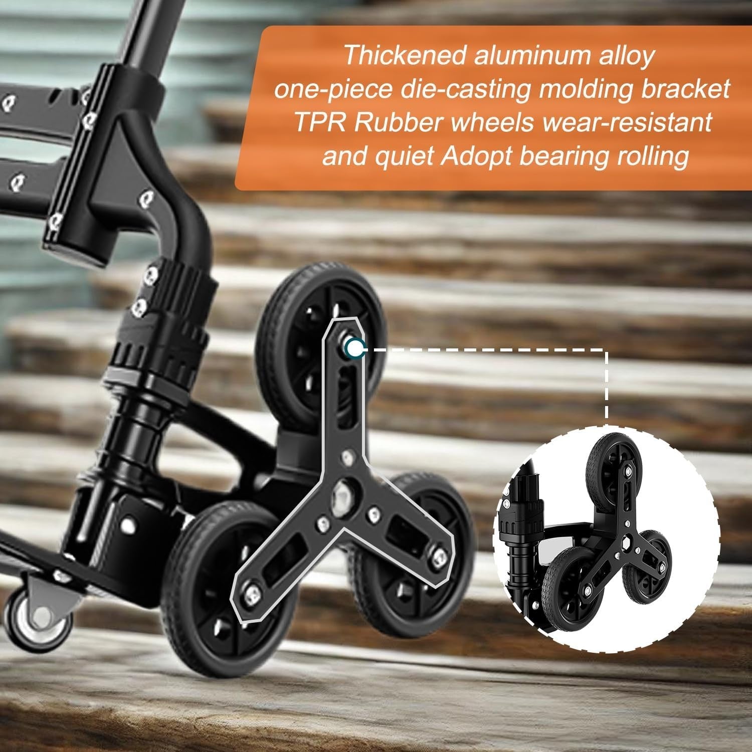 Folding Stair Climbing Hand Trolley 10 Wheel Heavy Duty Sack Truck 160kg - Kwikley
