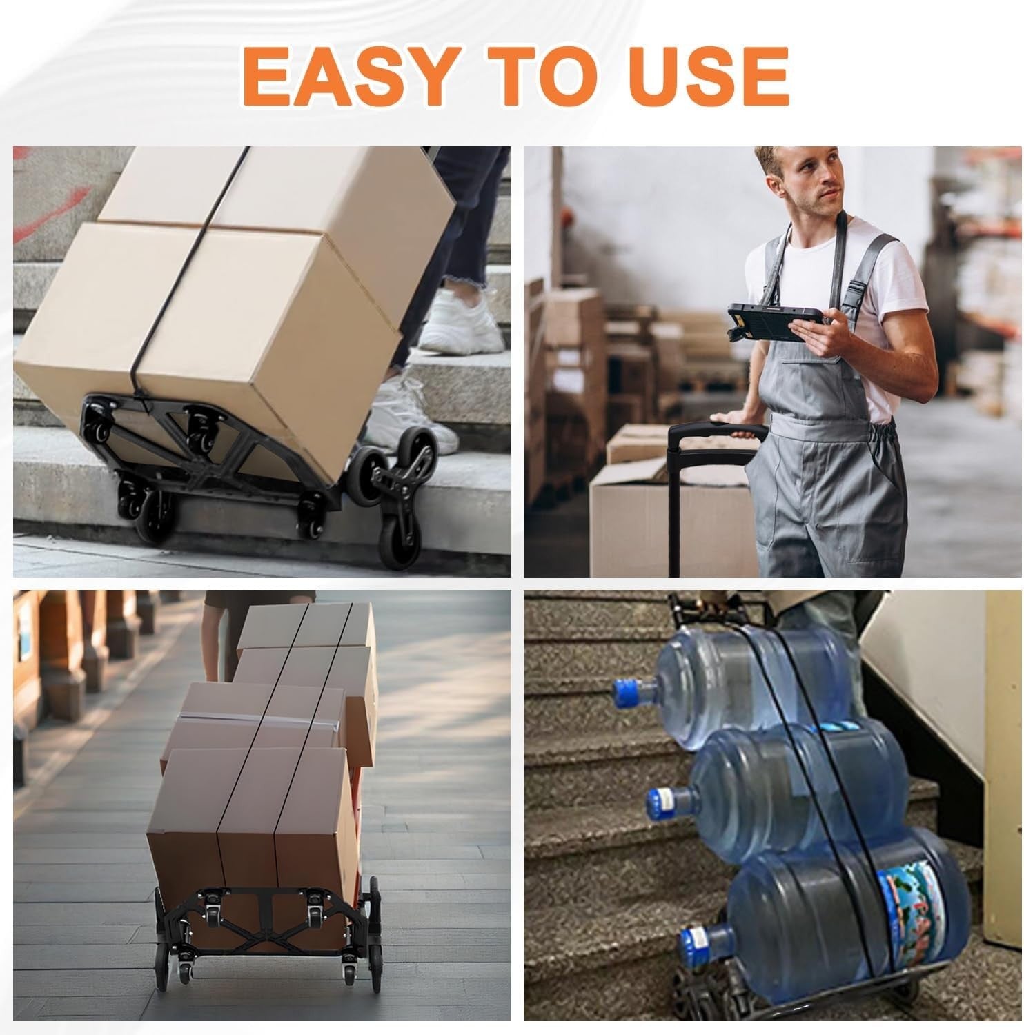 Folding Stair Climbing Hand Trolley 10 Wheel Heavy Duty Sack Truck 160kg - Kwikley
