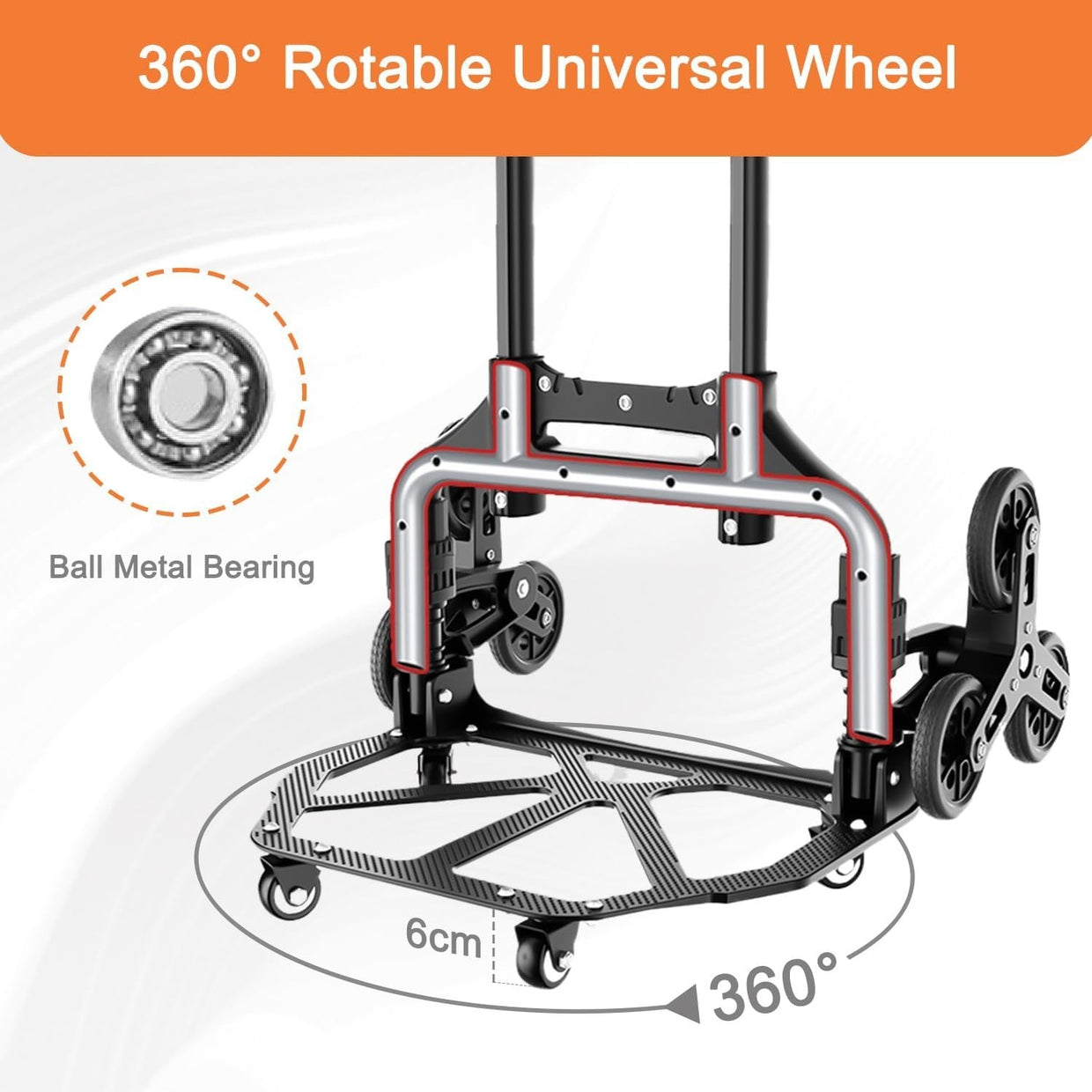 Folding Stair Climbing Hand Trolley 10 Wheel Heavy Duty Sack Truck 160kg - Kwikley