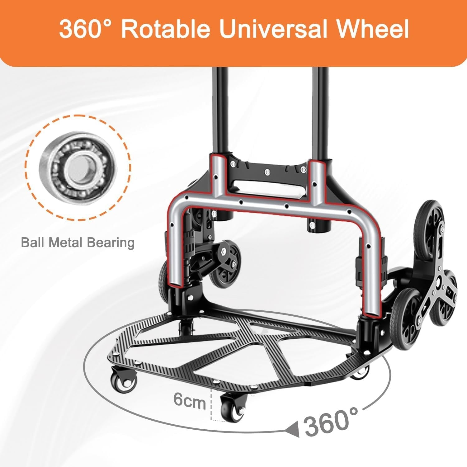 Folding Stair Climbing Hand Trolley 10 Wheel Heavy Duty Sack Truck 160kg - Kwikley