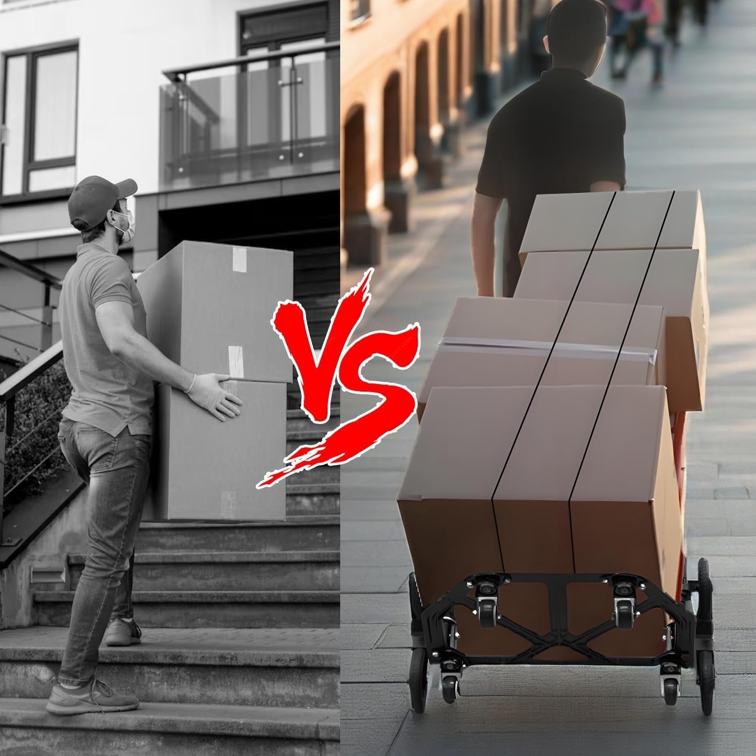 Folding Stair Climbing Hand Trolley 10 Wheel Heavy Duty Sack Truck 160kg - Kwikley