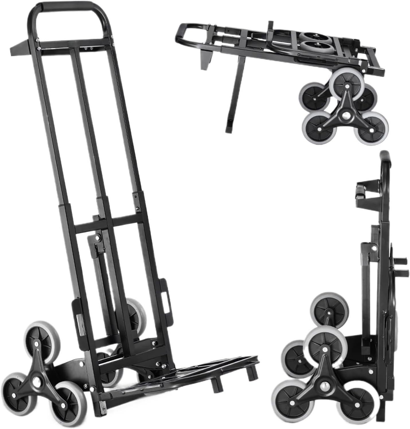 Folding Stair Climbing Hand Truck 460lbs 6 Wheel Dolly w/ Handle & Ropes - Kwikley