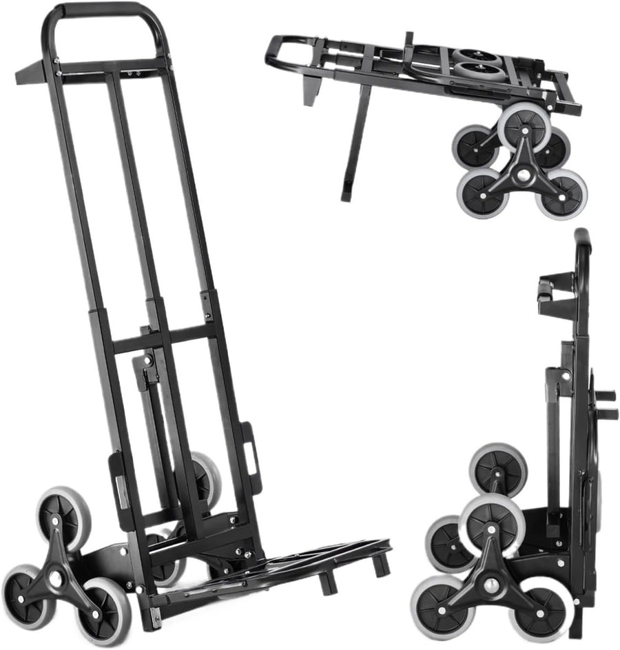 Folding Stair Climbing Hand Truck 460lbs 6 Wheel Dolly w/ Handle & Ropes - Kwikley