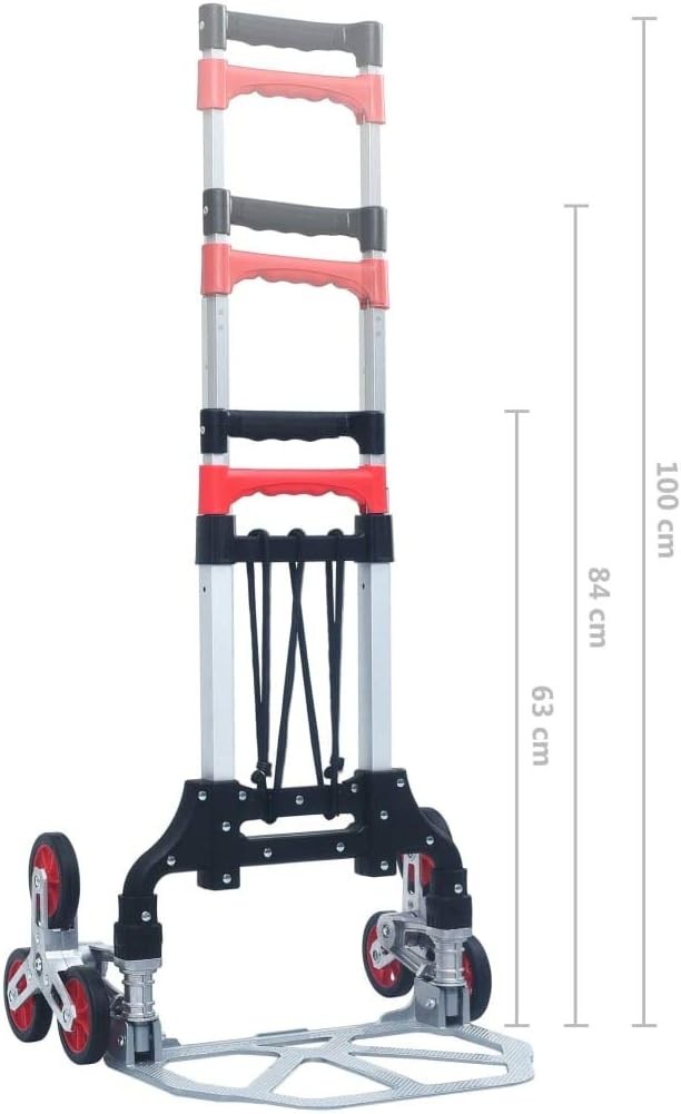 Folding Stair Climbing Hand Truck 70kg Aluminium 3 Wheel Adjustable Dolly - Kwikley