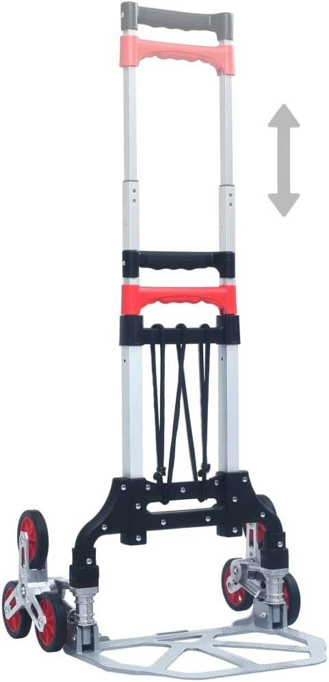 Folding Stair Climbing Hand Truck 70kg Aluminium 3 Wheel Adjustable Dolly - Kwikley