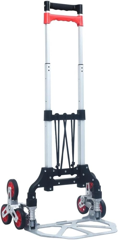 Folding Stair Climbing Hand Truck 70kg Aluminium 3 Wheel Adjustable Dolly - Kwikley