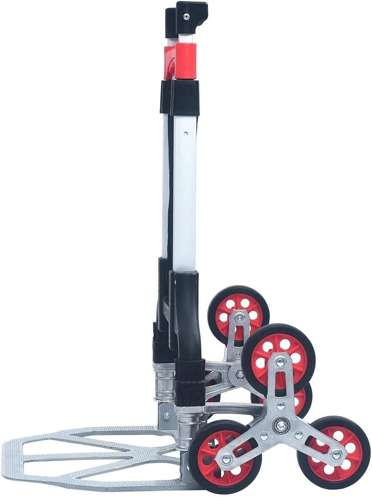 Folding Stair Climbing Hand Truck 70kg Aluminium 3 Wheel Adjustable Dolly - Kwikley
