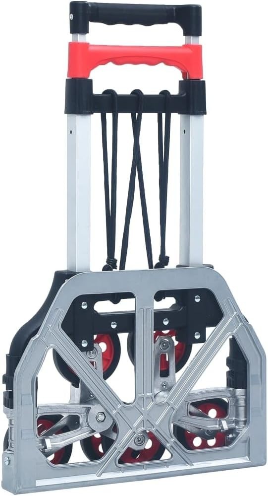 Folding Stair Climbing Hand Truck 70kg Aluminium 3 Wheel Adjustable Dolly - Kwikley