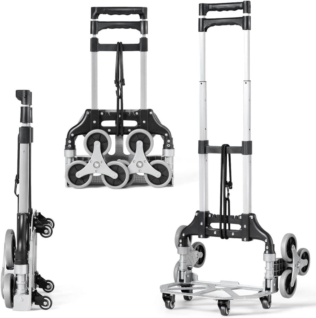 Folding Stair Climbing Hand Truck 80kg 10 Wheel Adjustable Sack Trolley - Kwikley