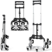 Folding Stair Climbing Hand Truck 80kg 10 Wheel Adjustable Sack Trolley - Kwikley