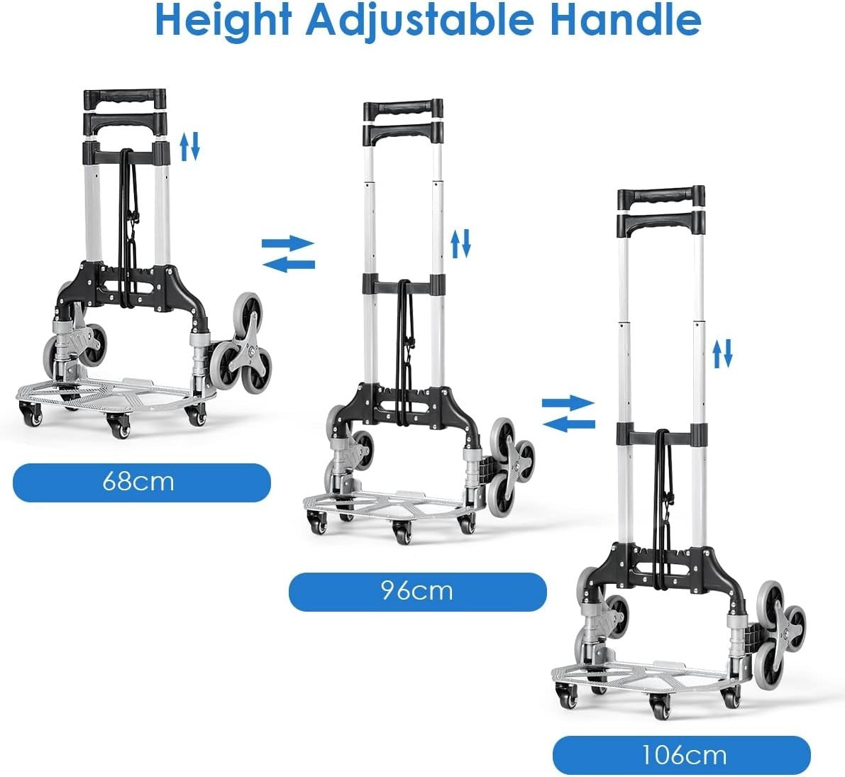 Folding Stair Climbing Hand Truck 80kg 10 Wheel Aluminium Trolley - Kwikley