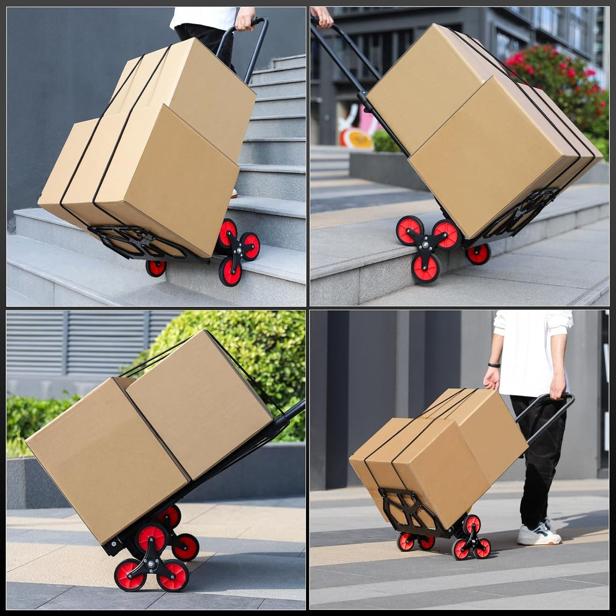 Folding Stair Climbing Sack Truck 100kg Heavy Duty Trolley 110cm Handle - Kwikley