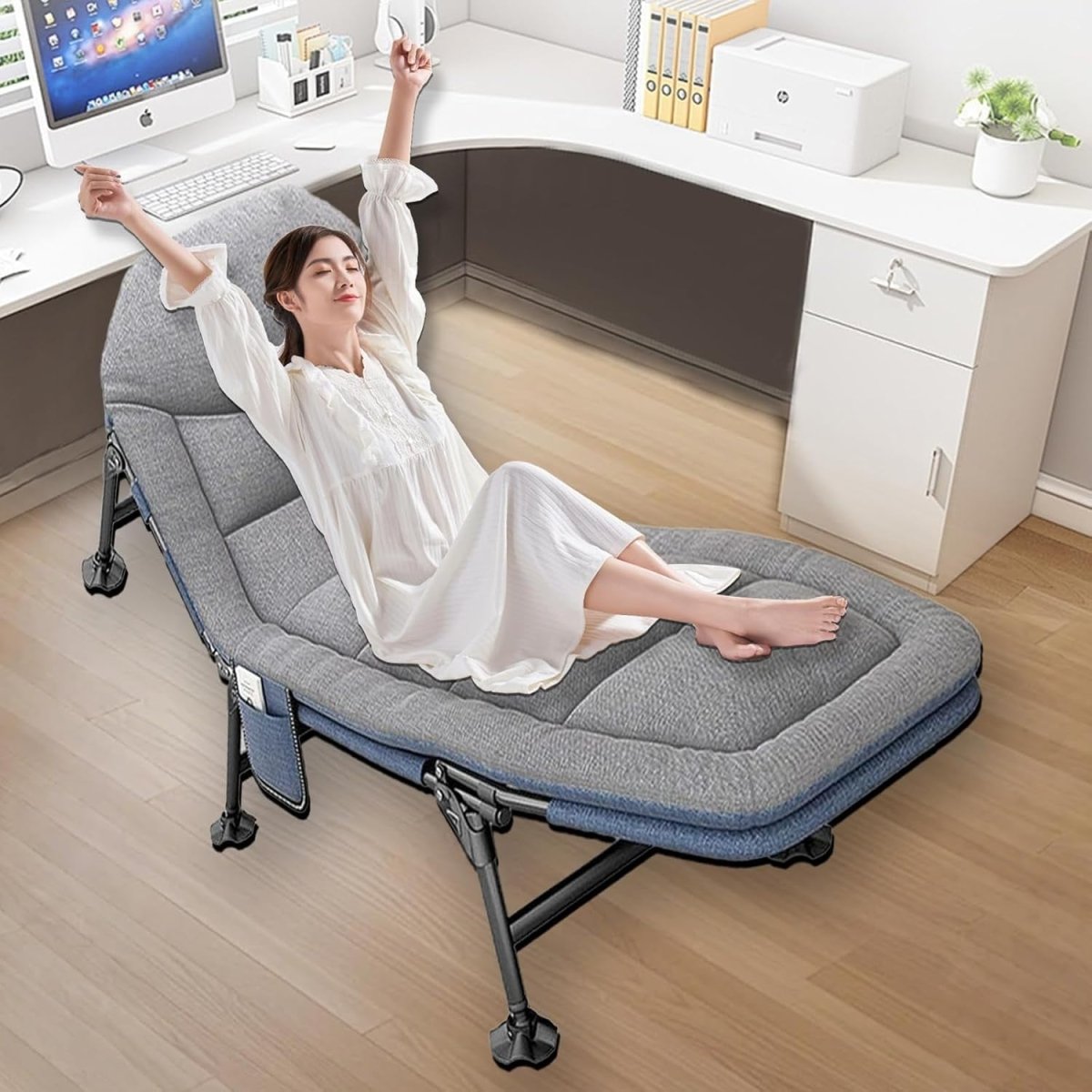 Folding Sun Lounger Recliner Bed 5 - Position Outdoor Chair with Pillow - Kwikley