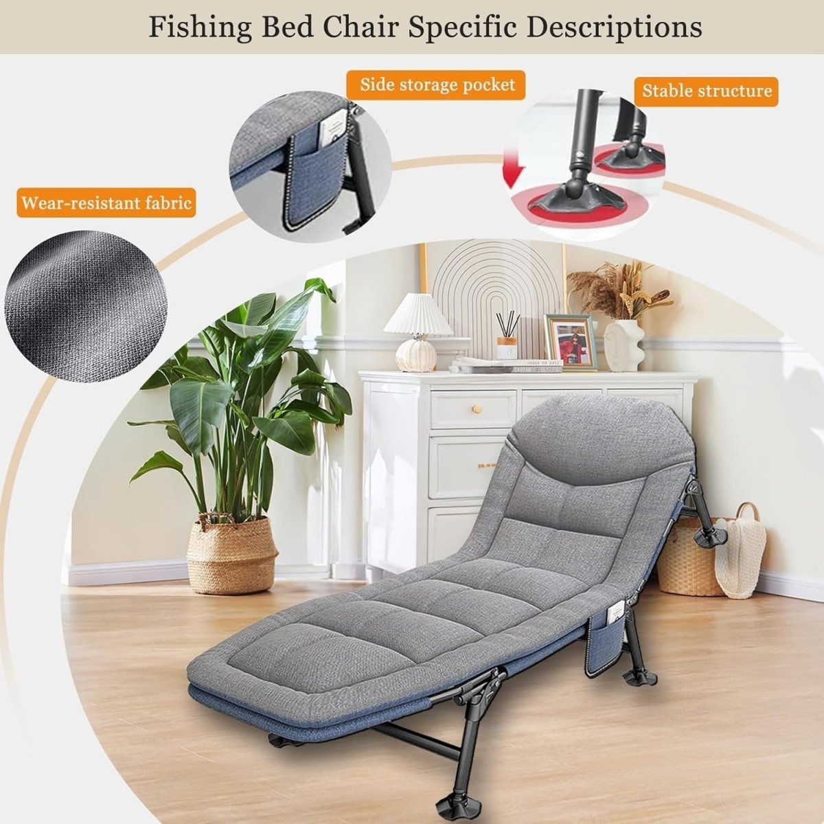 Folding Sun Lounger Recliner Bed 5 - Position Outdoor Chair with Pillow - Kwikley