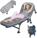 Folding Sun Lounger Recliner Bed 5-Position Outdoor Chair with Pillow