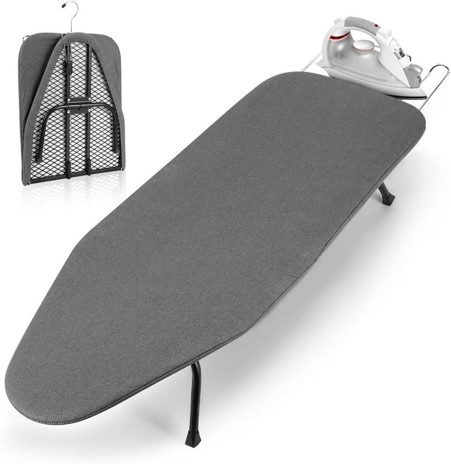 Folding Tabletop Ironing Board 81x31cm Compact with Iron Rest Non Slip - Kwikley
