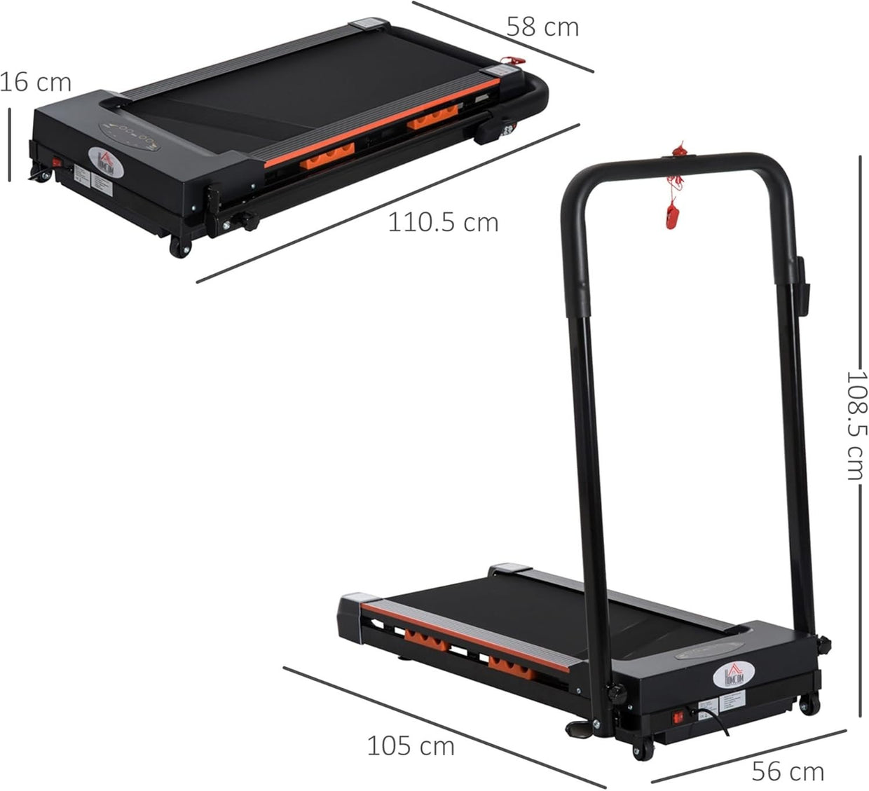 Folding Treadmill Walking Pad 1 - 6km/h Home Office Compact Exercise Machine - Kwikley