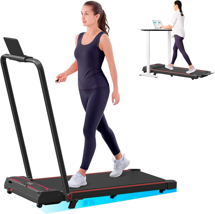Folding Under Desk Treadmill 3 - in - 1 w/ Incline, LED & Remote Control - Kwikley