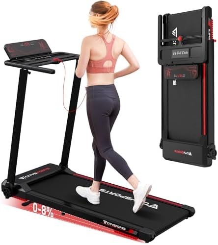 Folding Walking Pad 8% Incline 12km/h Under Desk Treadmill Quiet Motor 120kg - Kwikley