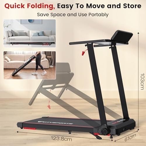 Folding Walking Pad 8% Incline 12km/h Under Desk Treadmill Quiet Motor 120kg - Kwikley