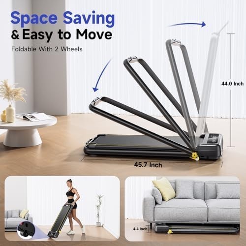 Folding Walking Pad Treadmill 3 - Level Incline Quiet Home Office 2.5HP - Kwikley