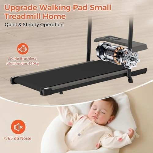 Folding Walking Pad Under Desk Treadmill Home Fitness Quiet Motor 110KG LED - Kwikley