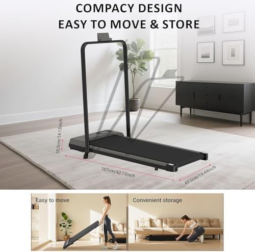 Folding Walking Pad Under Desk Treadmill Home Fitness Quiet Motor LED 110KG - Kwikley