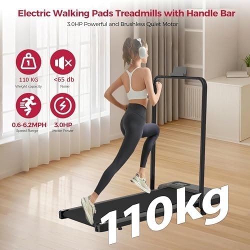 Folding Walking Pad Under Desk Treadmill Home Fitness Quiet Motor LED 110KG - Kwikley