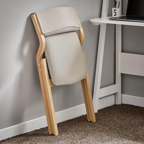 Folding Wooden Chair Padded Seat & Backrest Compact Dining Office Grey - Kwikley