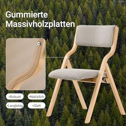 Folding Wooden Chair Padded Seat & Backrest Compact Dining Office Grey - Kwikley