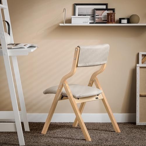 Folding Wooden Chair Padded Seat & Backrest Compact Dining Office Grey - Kwikley
