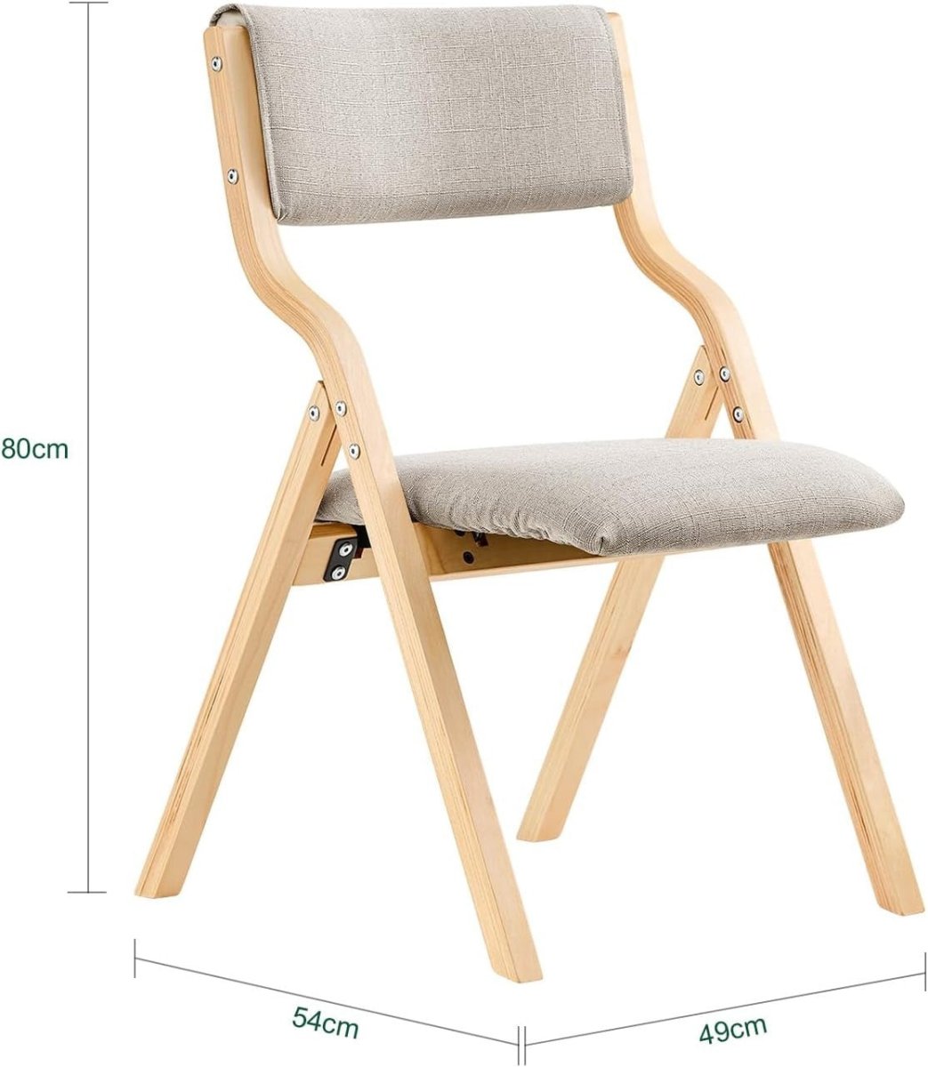 Folding Wooden Chair Padded Seat & Backrest Compact Dining Office Grey - Kwikley