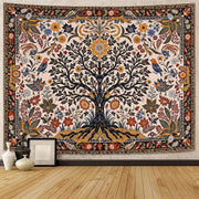 Folk Art Tree of Life Tapestry Sun & Birds Boho 80x60 - Kwikley