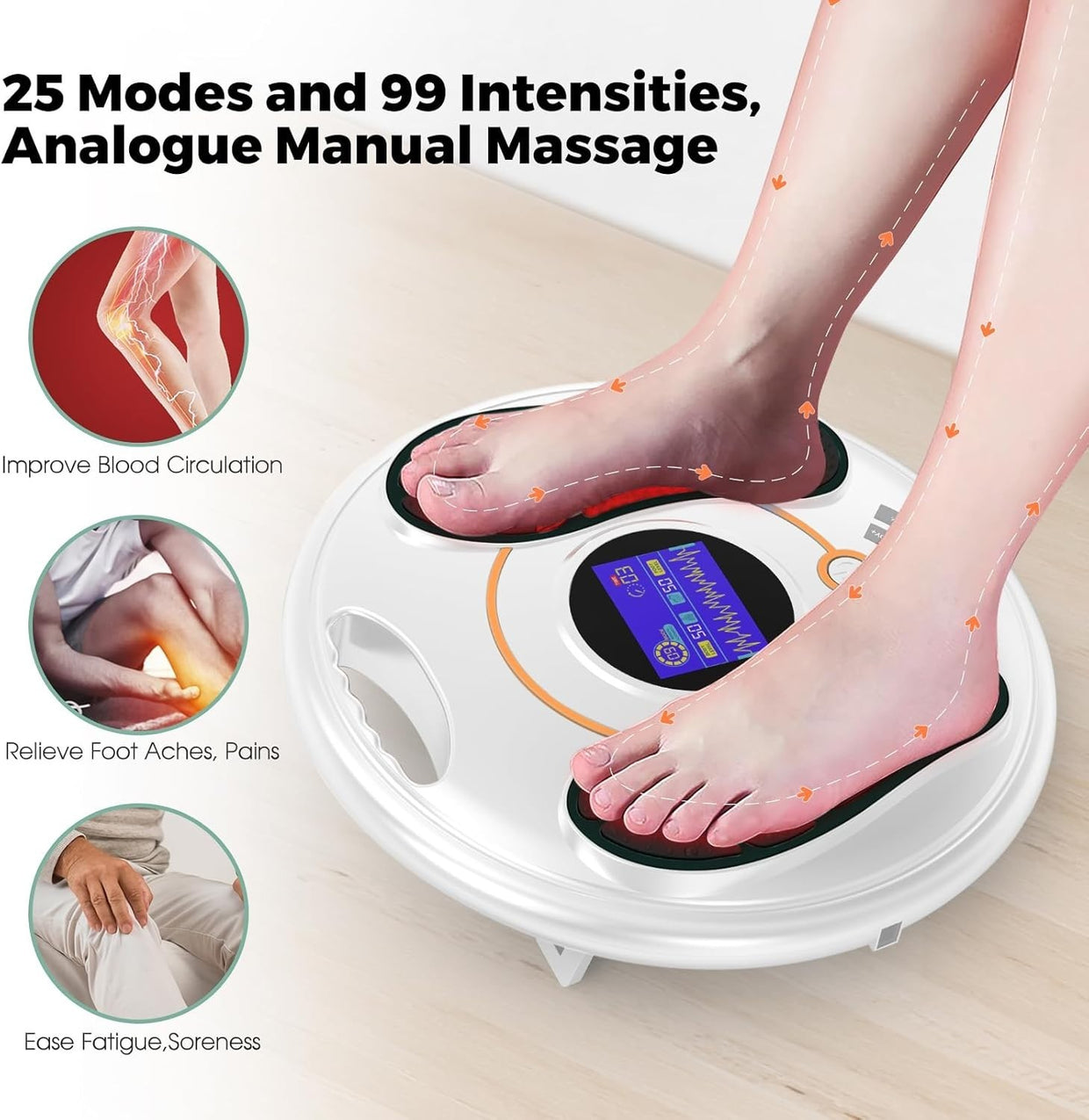Foot & Leg Circulation Booster EMS TENS Massager 25 Modes LCD Display - Kwikley