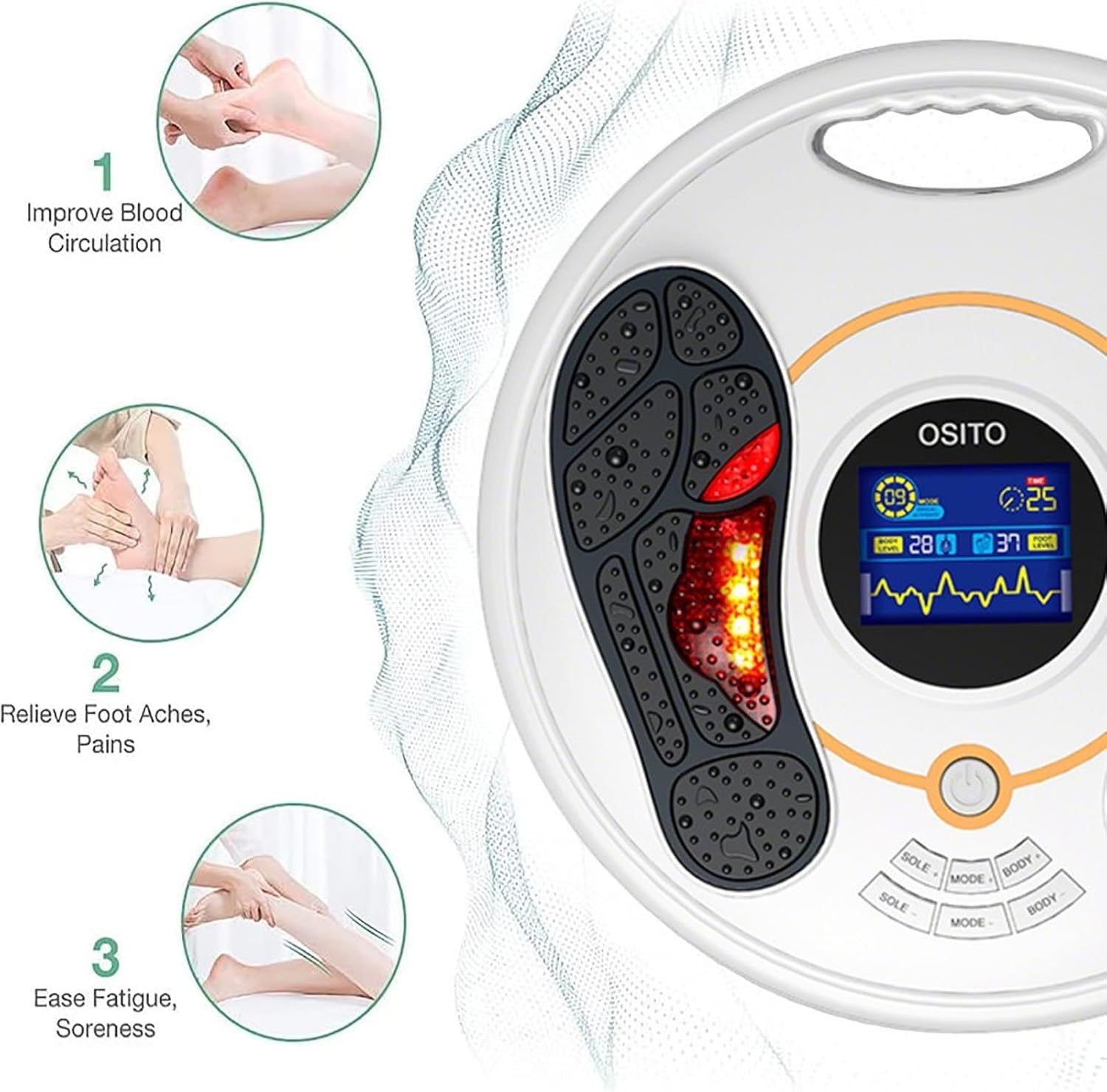 Foot & Leg Circulation Booster EMS TENS Massager 25 Modes LCD Display - Kwikley